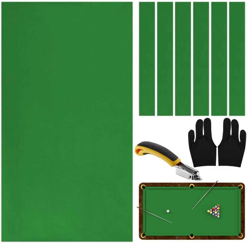 STRONGBERRY Pre-Cut Pool Table Felt Replacement Kit - 8ft Billiard Cloth w/Gloves, Strips & Tools, Felt for Pool Tables - Image 1